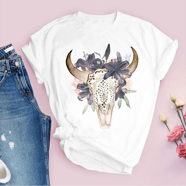 printing graphic heifer skull flower women t shirts vintage cartoon 90s print lady tees clothing female shirt womens, White
printing graphic heifer skull flower women t shirts vintage cartoon 90s print lady tees clothing female shirt womens, White