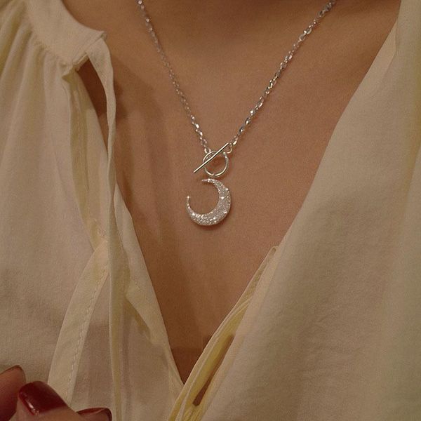 chains sparkling amphibole moon all-over pendant necklace for women fine jewelry wedding accessories, Silver
chains sparkling amphibole moon all-over pendant necklace for women fine jewelry wedding accessories, Silver
