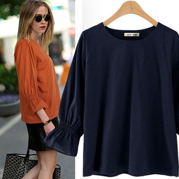 women's blouses & shirts women oversize solid blouse spring autumn nine quarter butterfly elastic sleeve loose t shirt pullover chiffon, White
women's blouses & shirts women oversize solid blouse spring autumn nine quarter butterfly elastic sleeve loose t shirt pullover chiffon, White
