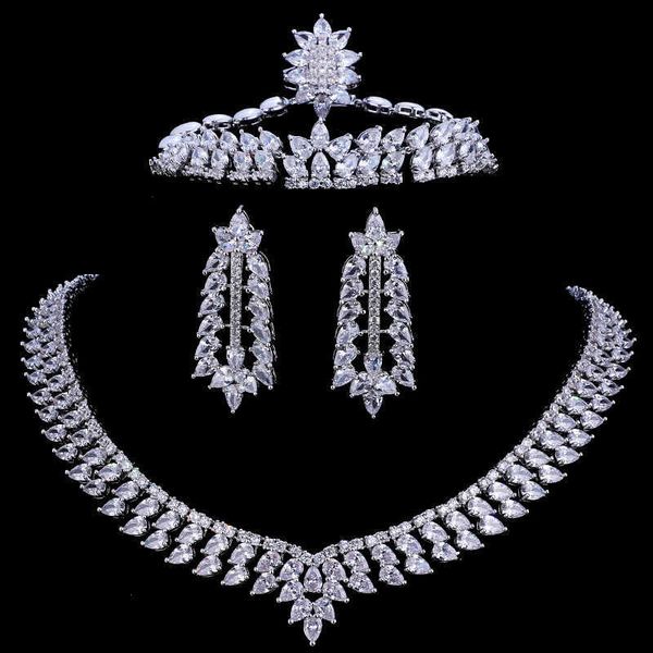 emmaya zircons cubic zirconia wedding necklace earrings bracelet ring luxury crystal bridal jewelry sets for bridesmaids h1022, Silver
emmaya zircons cubic zirconia wedding necklace earrings bracelet ring luxury crystal bridal jewelry sets for bridesmaids h1022, Silver
