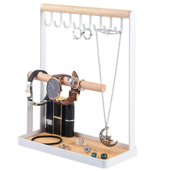 hooks & rails jewelry organizers storage rack display stand holder with wooden ring tray necklaces bracelets
hooks & rails jewelry organizers storage rack display stand holder with wooden ring tray necklaces bracelets