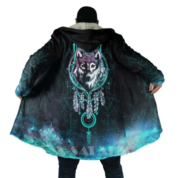 men's wool & blends native wolf animal feather all over 3d printed thick warm hooded cloak for men windproof fleece casual-23, Black
men's wool & blends native wolf animal feather all over 3d printed thick warm hooded cloak for men windproof fleece casual-23, Black