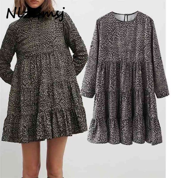 dres vintage leopard print mini long sleeve pleated loose es woman chic back opening vestido 210628, Black;gray
dres vintage leopard print mini long sleeve pleated loose es woman chic back opening vestido 210628, Black;gray