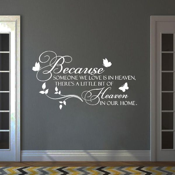 wall stickers children's bedroom boy décor decals because some one we love is in heaven quote butterfly poster dw11952
wall stickers children's bedroom boy décor decals because some one we love is in heaven quote butterfly poster dw11952