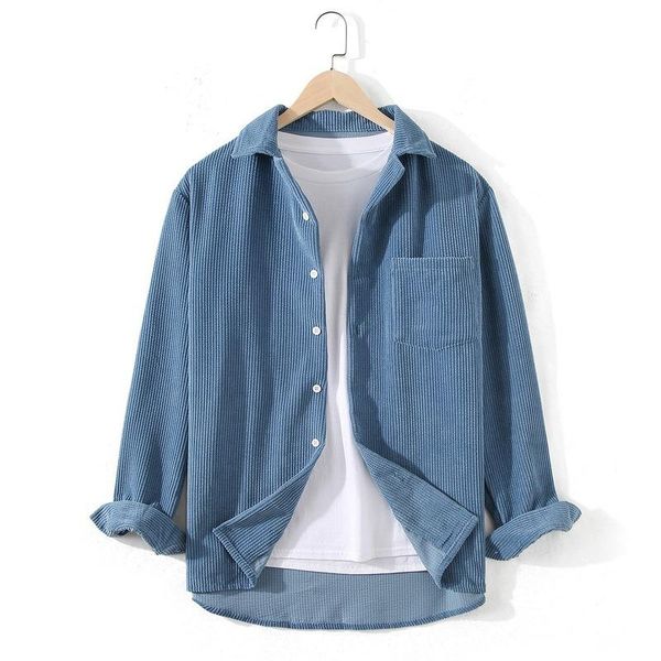 men's casual shirts clothing 2021 fall corduroy solid color long sleeve shirt craft loose korean style all-match top, White;black
men's casual shirts clothing 2021 fall corduroy solid color long sleeve shirt craft loose korean style all-match top, White;black