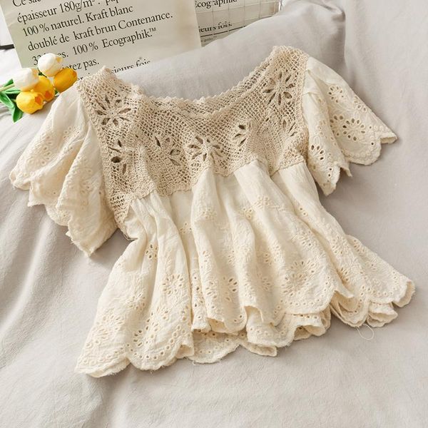 summer 2021 hook flower hollow short women korean knitting v-neck womens and blouses apricot white women's & shirts
summer 2021 hook flower hollow short women korean knitting v-neck womens and blouses apricot white women's & shirts