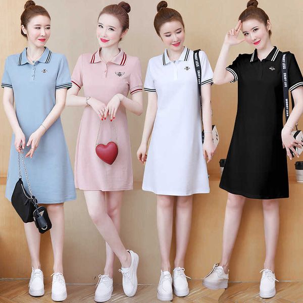 large short sleeve medium length drs for women 2021 summer loose and thin embroidered bee polo collar t-shirt, Black;gray
large short sleeve medium length drs for women 2021 summer loose and thin embroidered bee polo collar t-shirt, Black;gray