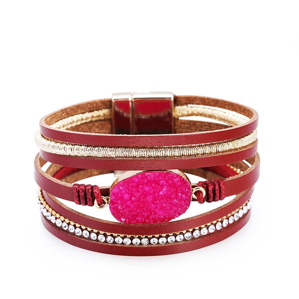 popular bracelet fashion bohemian style multi-layer crystal stone leather bracelet, Black
popular bracelet fashion bohemian style multi-layer crystal stone leather bracelet, Black