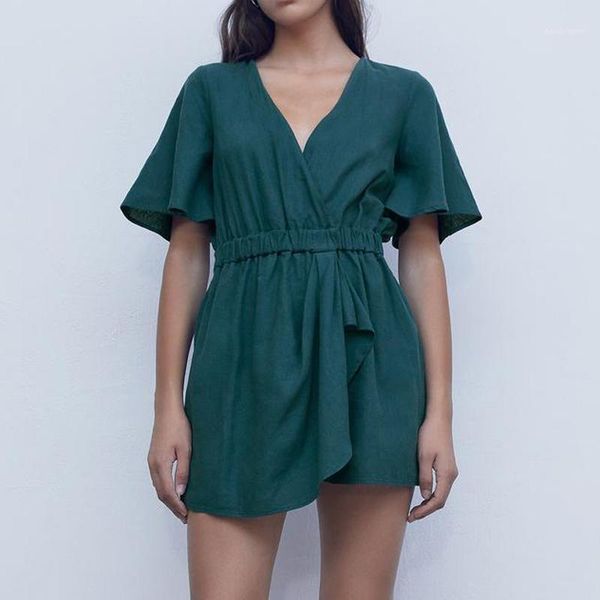 women's jumpsuits & rompers agong casual v neck women fashion green ruffles jumpsuit elegant flare sleeve short female ladies hc, Black;white
women's jumpsuits & rompers agong casual v neck women fashion green ruffles jumpsuit elegant flare sleeve short female ladies hc, Black;white