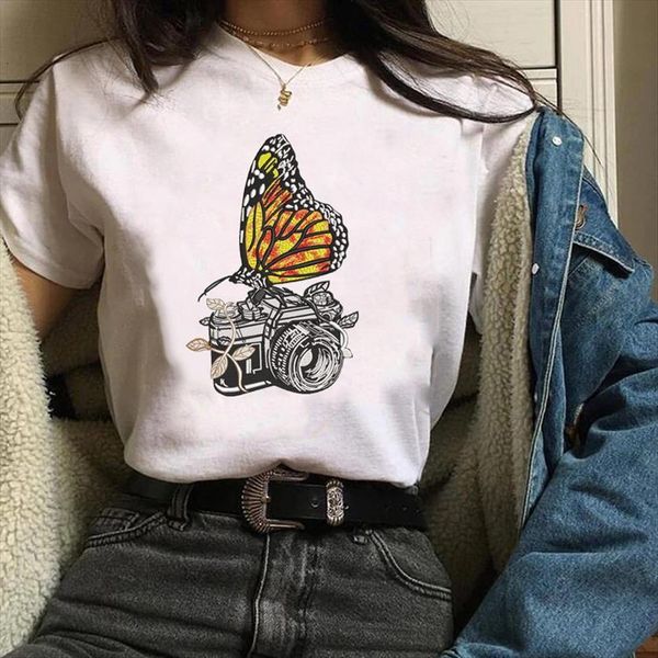 women print clothes graphic butterfly vintage casual mujer camisetas ladies lady tees female t shirt womens t-shirt, White
women print clothes graphic butterfly vintage casual mujer camisetas ladies lady tees female t shirt womens t-shirt, White