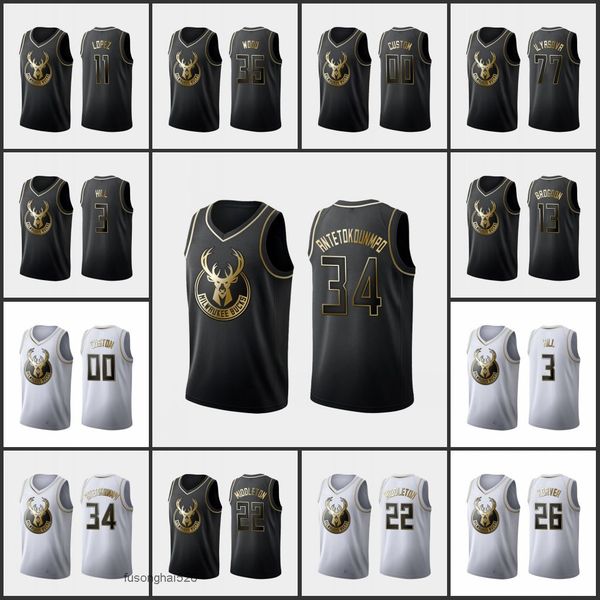 printed custom milwaukeebucksmen giannis antetokounmpo khris middleton kyle korver george hill christian wood custom golden edition jersey, Black
printed custom milwaukeebucksmen giannis antetokounmpo khris middleton kyle korver george hill christian wood custom golden edition jersey, Black
