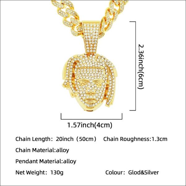 bangle personalized diamond inlaid three-dimensional portrait pendant cuban chain men's street hip-hop cool necklace, Black
bangle personalized diamond inlaid three-dimensional portrait pendant cuban chain men's street hip-hop cool necklace, Black