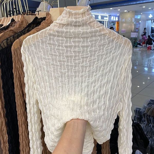 sweaters plus size chiffon high neck woman simple solid long-sleeved transparent shirt women casual slim folds women's 2xl, White;black
sweaters plus size chiffon high neck woman simple solid long-sleeved transparent shirt women casual slim folds women's 2xl, White;black