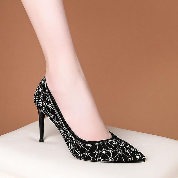 dress shoes kmeioo woman pointed toe high heels shallow jewel pumps wedding shoe for bride thin heel party stiletto, Black
dress shoes kmeioo woman pointed toe high heels shallow jewel pumps wedding shoe for bride thin heel party stiletto, Black