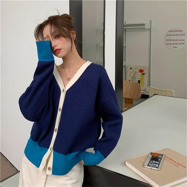 women's knits & tees fashion color contrast cardigan outerwear women long sleeve single breasted button knitted sweaters coat l, White
women's knits & tees fashion color contrast cardigan outerwear women long sleeve single breasted button knitted sweaters coat l, White