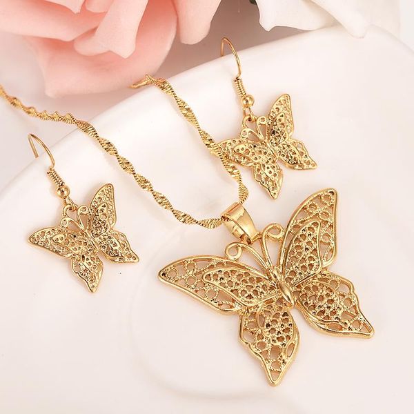 earrings & necklace gold color big hollow butterfly pendant elegant jewerly set for women dubai arab african jewelry, Silver
earrings & necklace gold color big hollow butterfly pendant elegant jewerly set for women dubai arab african jewelry, Silver