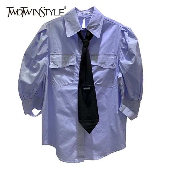 backless lace up shirt for women lapel puff sleeve patchwork tie casual korean blouse female fashion clothing 210524, White
backless lace up shirt for women lapel puff sleeve patchwork tie casual korean blouse female fashion clothing 210524, White