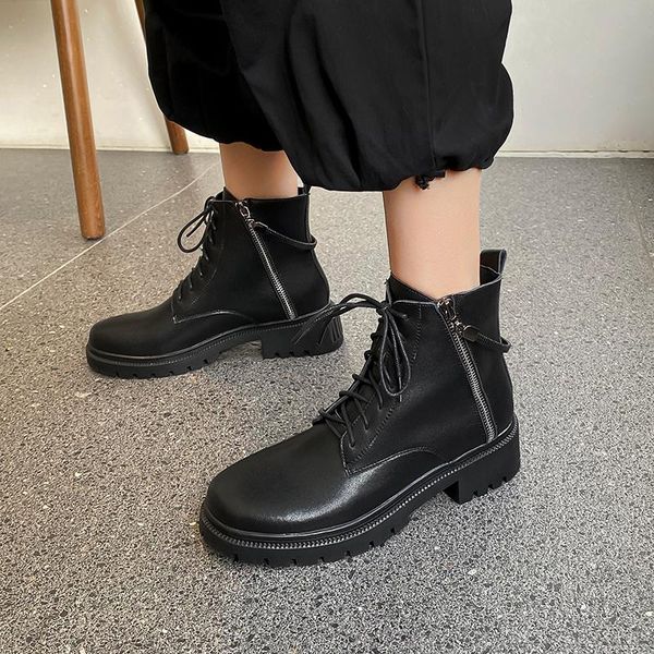 boots real leather women's ankle cross-tied motorcycle short for woman fashion winter female low heel outdoor footwear, Black
boots real leather women's ankle cross-tied motorcycle short for woman fashion winter female low heel outdoor footwear, Black