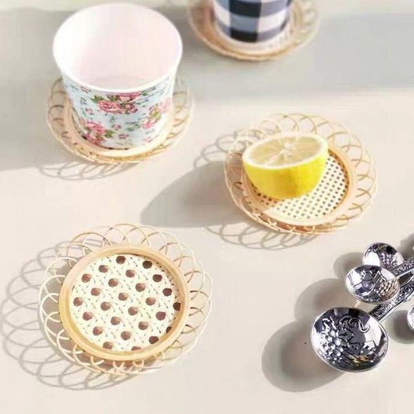 hollow bamboo woven table mats vintage round coasters heat insulation pot holders for coffee drink tea cup mug & pads
hollow bamboo woven table mats vintage round coasters heat insulation pot holders for coffee drink tea cup mug & pads