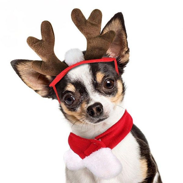 dog apparel cute reindeer antlers headband for christmas doggie costume set 
dog apparel cute reindeer antlers headband for christmas doggie costume set