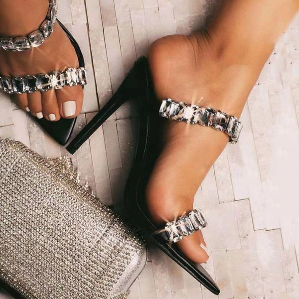 woman pumps sandals crystal shoes rhinestone women sandal high heels pointed toe slippers bling ladies slide fashion, Black
woman pumps sandals crystal shoes rhinestone women sandal high heels pointed toe slippers bling ladies slide fashion, Black