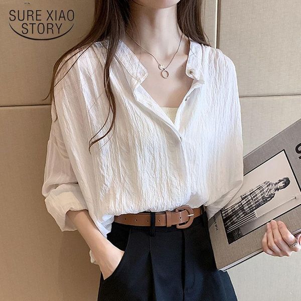 women's blouses & shirts 2021 casual blouse women plus size autumn long sleeve solid shirt cotton loose cardigan lady clothing blusas, White
women's blouses & shirts 2021 casual blouse women plus size autumn long sleeve solid shirt cotton loose cardigan lady clothing blusas, White