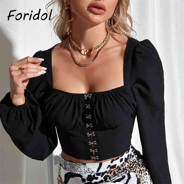 puff sleeve blouse women black vintage crop long spring autumn club streetwear 210427, White
puff sleeve blouse women black vintage crop long spring autumn club streetwear 210427, White