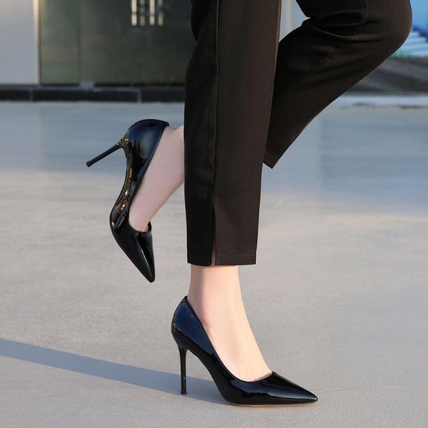 dress shoes fashionable simple european and american high heels, shiny patent leather heel stiletto women's single 1211-1, Black
dress shoes fashionable simple european and american high heels, shiny patent leather heel stiletto women's single 1211-1, Black