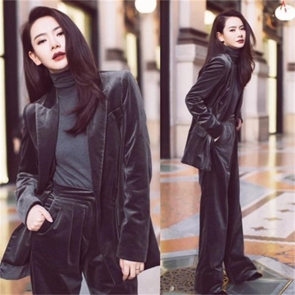 women's suits & blazers women pant gold velvet suit female autumn and winter british wind trousers fashion two-piece, White;black
women's suits & blazers women pant gold velvet suit female autumn and winter british wind trousers fashion two-piece, White;black