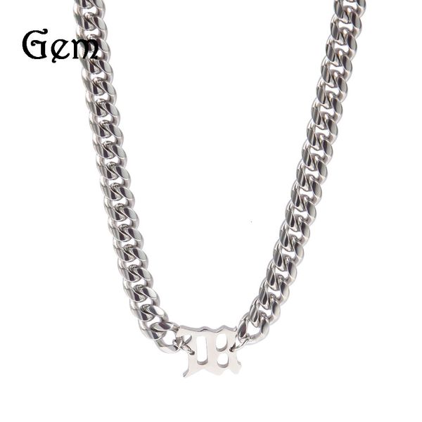 diamond zircon 18k row jewelry hip hop personality design letter stainless steel clavicle chain simple versatile men's 8mm titanium cub, Black
diamond zircon 18k row jewelry hip hop personality design letter stainless steel clavicle chain simple versatile men's 8mm titanium cub, Black