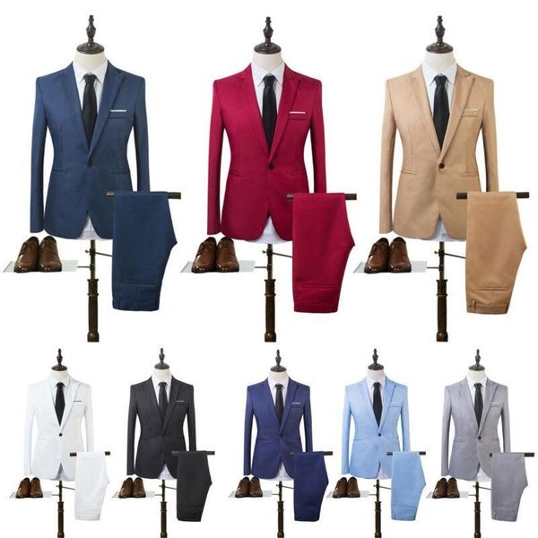 men's suits & blazers homme mens blazer suit ensembles slim tuxedo coat pants formal evening dinner wedding groom, White;black
men's suits & blazers homme mens blazer suit ensembles slim tuxedo coat pants formal evening dinner wedding groom, White;black