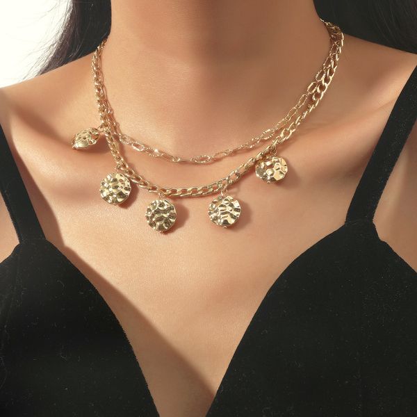 ins short women's jewelry multi-layer 0-word chain geometric round alloy piece small pendant alloy necklace, Silver
ins short women's jewelry multi-layer 0-word chain geometric round alloy piece small pendant alloy necklace, Silver