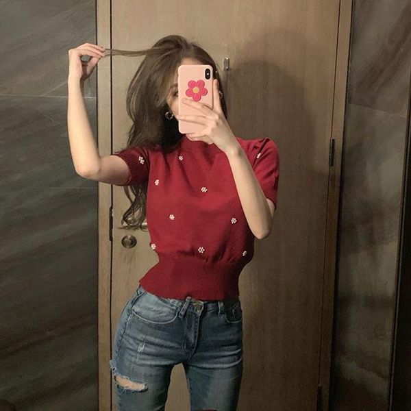 summer chic short korean version of heavy process beads slim knit jacket sleeve bottoming shirt t-shirt women's, White
summer chic short korean version of heavy process beads slim knit jacket sleeve bottoming shirt t-shirt women's, White