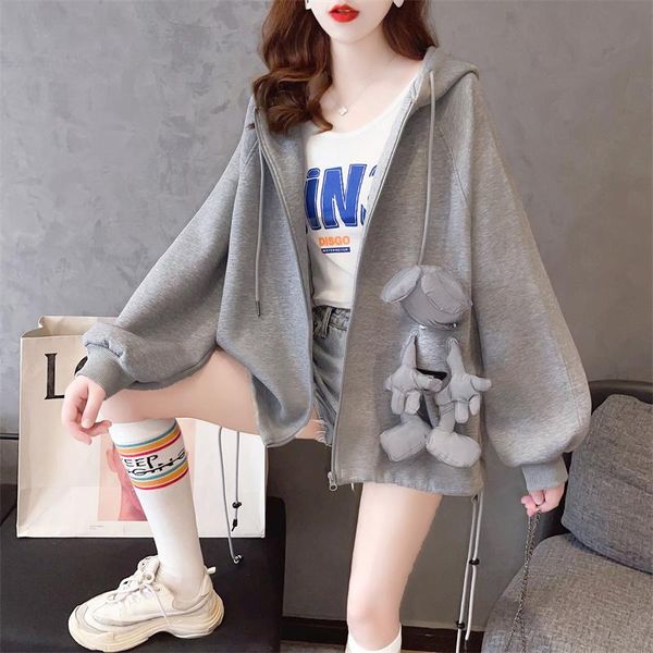 women's jackets autumn korean fashion women bear jacket loose patchedhree-dimensional doll zipper hooded outwear for 2021, Black;brown
women's jackets autumn korean fashion women bear jacket loose patchedhree-dimensional doll zipper hooded outwear for 2021, Black;brown