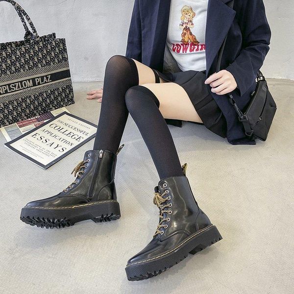 boots women's thick motorcycle 2021 fall/winter fashion round toe lace-up platform combat shoes, Black
boots women's thick motorcycle 2021 fall/winter fashion round toe lace-up platform combat shoes, Black