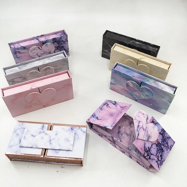 false eyelashes colorful marbel lashes boxes heart shape cases for mink print private logo empty packaging with clear tray
false eyelashes colorful marbel lashes boxes heart shape cases for mink print private logo empty packaging with clear tray