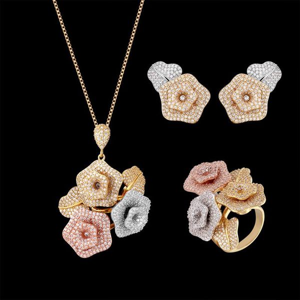 earrings & necklace zlxgirl women wedding jewelry set classic rose flower ring luxury cubic zircon copper bridal bijoux sets, Silver
earrings & necklace zlxgirl women wedding jewelry set classic rose flower ring luxury cubic zircon copper bridal bijoux sets, Silver