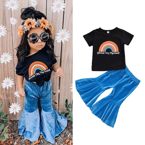 1-5y summer fashion infant baby girls clothes sets rainbow print short sleeve t shirts long flare pants, White
1-5y summer fashion infant baby girls clothes sets rainbow print short sleeve t shirts long flare pants, White