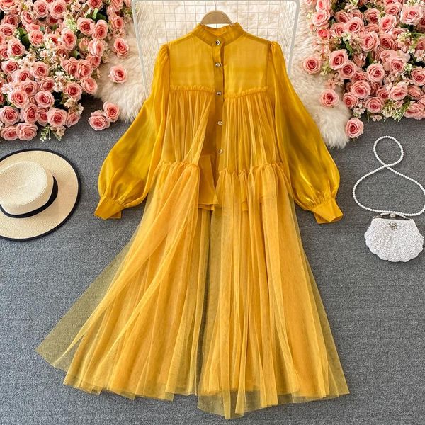 casual dresses solid color transparent women's t-shirt dress patchwork mesh puff sleeve ruffles female loose vestidos verano 2021, Black;gray
casual dresses solid color transparent women's t-shirt dress patchwork mesh puff sleeve ruffles female loose vestidos verano 2021, Black;gray