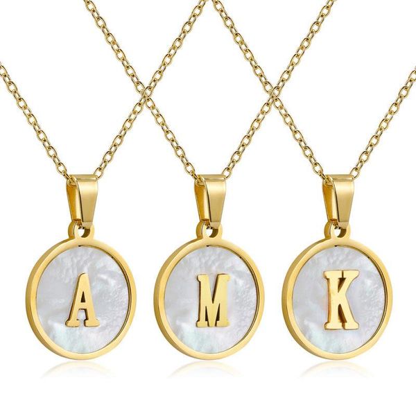 chains trend a-z initial pendant round necklaces shell letter for women minimalist stainless steel alphabet necklace, Silver
chains trend a-z initial pendant round necklaces shell letter for women minimalist stainless steel alphabet necklace, Silver