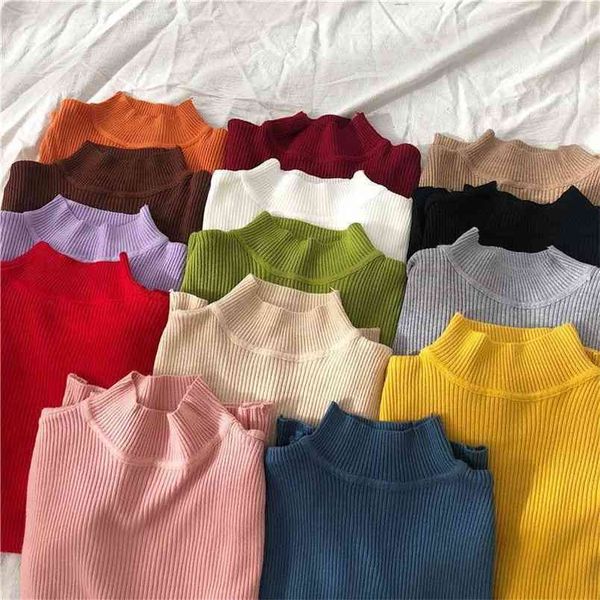 women long sleeve turtleneck tight stretch pull sweater casual solid office lady pullover autumn winter knitted 210522, White
women long sleeve turtleneck tight stretch pull sweater casual solid office lady pullover autumn winter knitted 210522, White