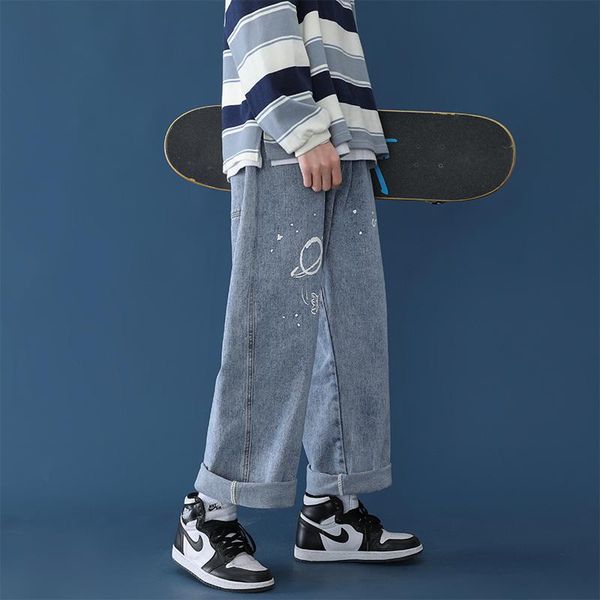 men's jeans graffiti man straight skateboard loose chic salt series versatile wide leg daddy high street fashion hip hop streetwear, Blue
men's jeans graffiti man straight skateboard loose chic salt series versatile wide leg daddy high street fashion hip hop streetwear, Blue