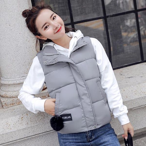 women's vests winter fashion women short vest parka stand collar padded cotton coat femme basic jacket slim waistcoat cute kpop, Black;white
women's vests winter fashion women short vest parka stand collar padded cotton coat femme basic jacket slim waistcoat cute kpop, Black;white