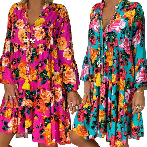 casual dresses ruffles wrist sleeve hem dress floral print sukienka front button drape plus size for women 4xl 5xl robe ete 2021, Black;gray
casual dresses ruffles wrist sleeve hem dress floral print sukienka front button drape plus size for women 4xl 5xl robe ete 2021, Black;gray