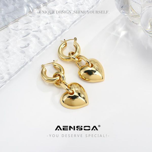 hoop & huggie aensoa 2021 fashion gold color copper heart earrings for women trendy kc plated earings pendientes jewelry, Golden;silver
hoop & huggie aensoa 2021 fashion gold color copper heart earrings for women trendy kc plated earings pendientes jewelry, Golden;silver