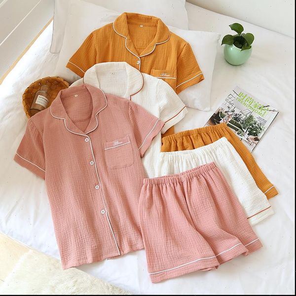 japanese summer couple pajamas suit womens sleepwears cotton crepe solid color simple short sleeved shirt shorts mens home service, Black;red
japanese summer couple pajamas suit womens sleepwears cotton crepe solid color simple short sleeved shirt shorts mens home service, Black;red