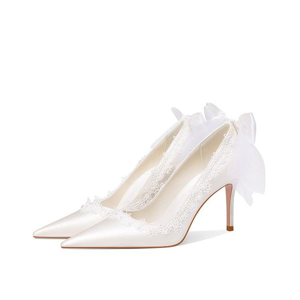 dress shoes autumn pointed lace bow stiletto high-heeled white satin bridal wedding banquet large size women's single, Black
dress shoes autumn pointed lace bow stiletto high-heeled white satin bridal wedding banquet large size women's single, Black