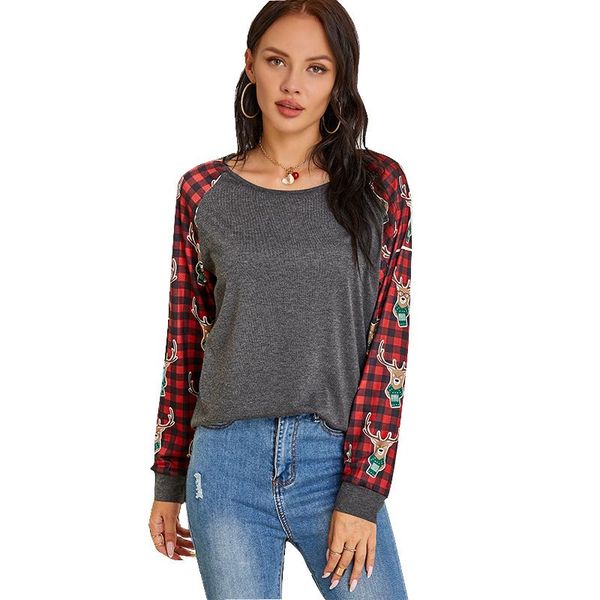 women's t-shirt christmas t-shirts, raglan long sleeve plaid o-neck splicing tunics loose fit 2021 spring autumn tees, White
women's t-shirt christmas t-shirts, raglan long sleeve plaid o-neck splicing tunics loose fit 2021 spring autumn tees, White