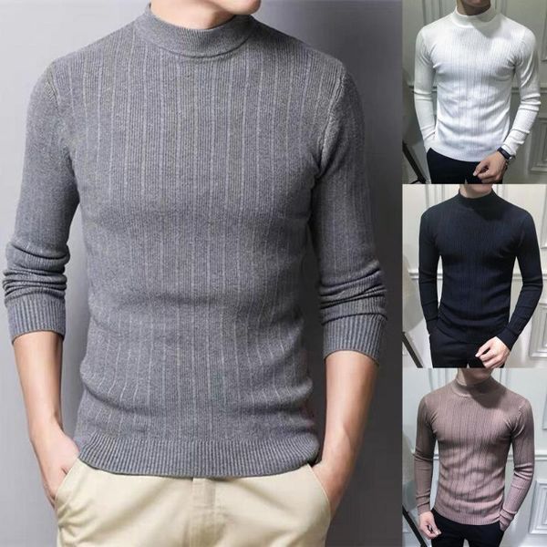men's sweaters winter sweater striped half-high collar casual pullover solid color men for daily wear, White;black
men's sweaters winter sweater striped half-high collar casual pullover solid color men for daily wear, White;black
