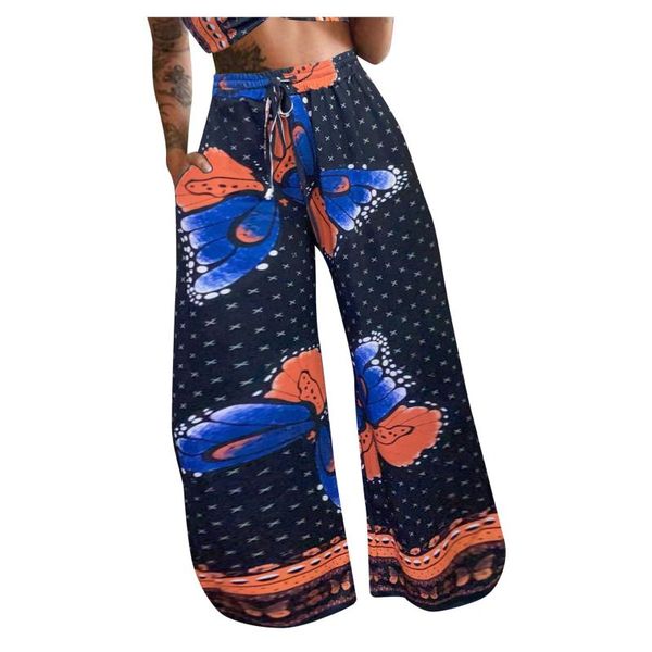 women's pants & capris female trousers high waisted printing easy long boho beach pockets wide leg pantalones de mujer, Black;white
women's pants & capris female trousers high waisted printing easy long boho beach pockets wide leg pantalones de mujer, Black;white